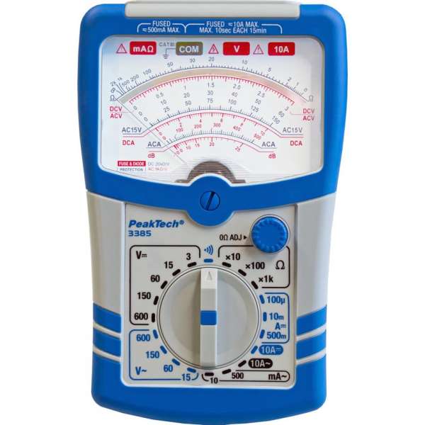 PeakTech 3385 Analoge multimeter ~ 600V AC / DC ~ 10A AC / DC ~ CAT III