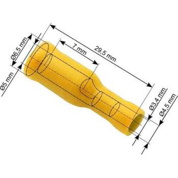 Doorverbinder Geel - Gat diameter 5.0-6.5 mm - Gat diameter 3.4-4.5 mm - 100 Stuks