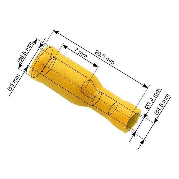 Doorverbinder Geel - Gat diameter 5.0-6.5 mm - Gat diameter 3.4-4.5 mm - 100 Stuks