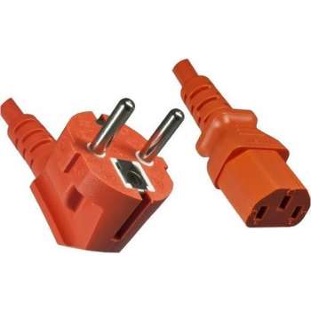 DINIC apparaatsnoer met rechte C13 plug en haakse stekker - 3x 0,75mm / oranje - 1,8 meter