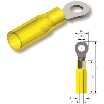 Krimp ringtong M6 Geel 25st - Kabelschoen - AMP connector