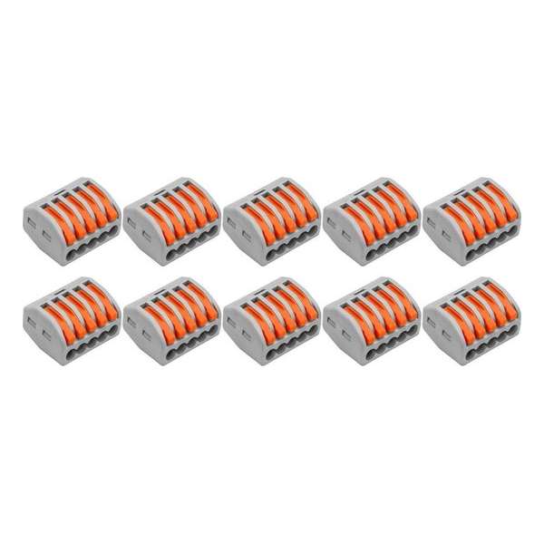 Lasklem Set 10 Stuks - 5 Polig met Klemmetjes - Grijs/Oranje - BES LED