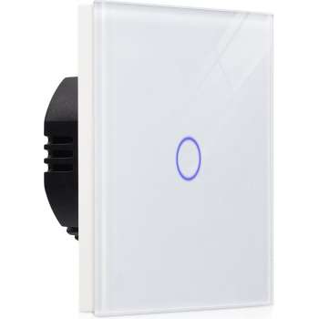 Navaris touch lichtschakelaar voor wand - Lichtknop met haptic touch - Inbouwschakelaar met glazen frame - Wandschakelaar - Wit