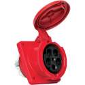 Mete - CEE female - inbouw - schuin - 5 polig 6H 63A IP44 kracht - rood -  stekker 380-415VAC