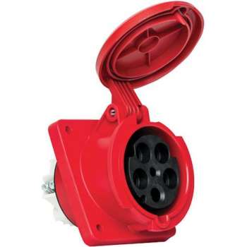 Mete - CEE female - inbouw - schuin - 5 polig 6H 63A IP44 kracht - rood -  stekker 380-415VAC