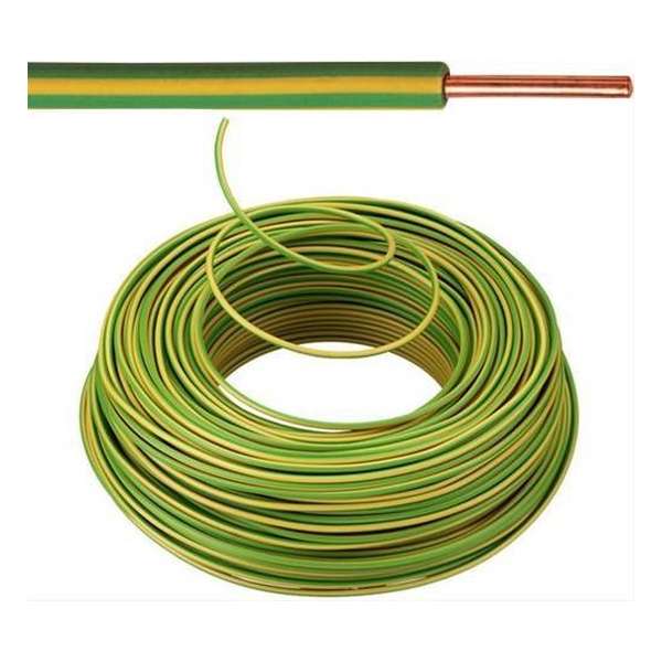 VOB kabel / draad 1,5 mm² Eca - Geel / Groen ( H07V-U ) - VOB15GG