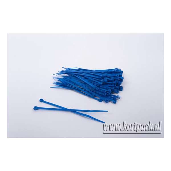 Kabelbinders/tyraps blauw. 775mm x 9.0mm. 1x100 stuks + Kortpack pen (099.0319)