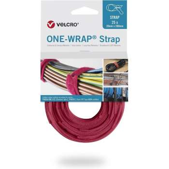 Velcro One-Wrap klittenband kabelbinders 200 x 12mm / rood (25 stuks)