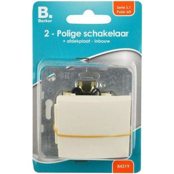 Berker S.1 - 2-polige schakelaar - met knop - inbouw - glans wit