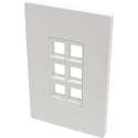 Tripp-Lite N080-106 6-Port Single-Gang Universal Keystone Wallplate, White, TAA TrippLite