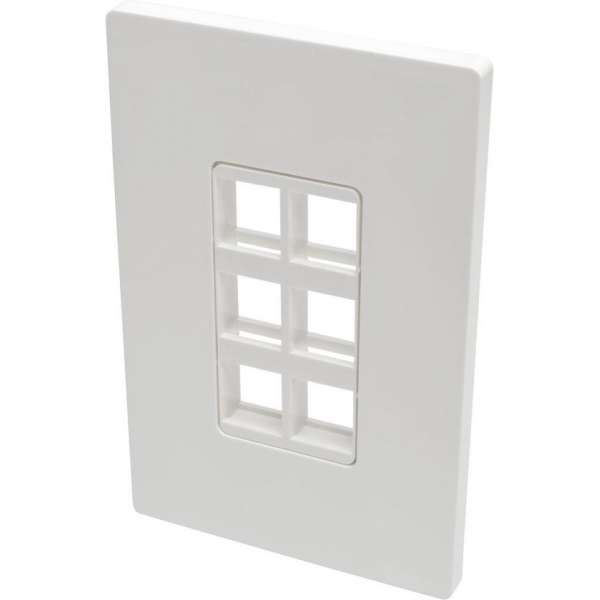 Tripp-Lite N080-106 6-Port Single-Gang Universal Keystone Wallplate, White, TAA TrippLite