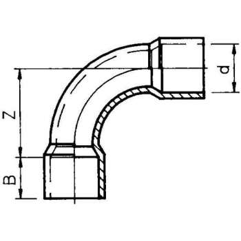 Bocht 90° lijm 75 mm