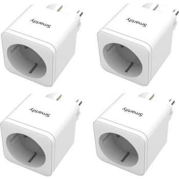 SMARTIFY Slimme Stekker - Smart Plug - Incl. Tijdschakelaar & Energiemeter - Voordeelverpakking - 4 stuks