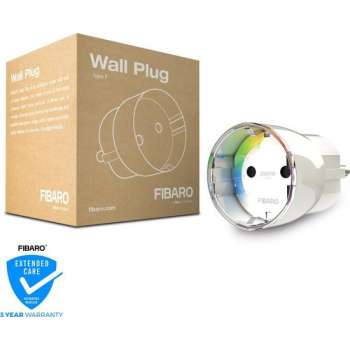 FIBARO Wall Plug - Type F (NL) - Slimme Stekker incl. energiemeter - werkt met Toon, FIBARO Home Center en Homey