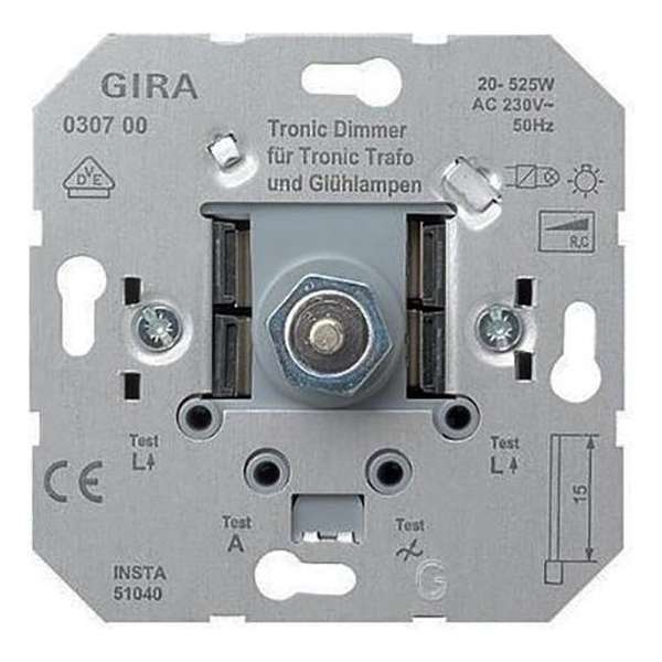 Gira Tronic dimmer - 20 tot 525W - Inbouw - Draai/druk - 2799674