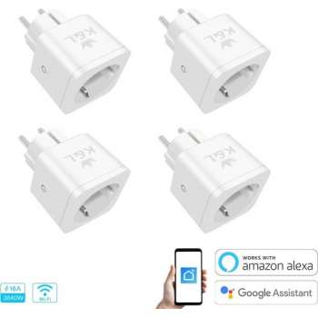 K&L Smart Plug – Energiemeter – Tijdsschakelaar – Google Home, Amazon Alexa en IFTTT compatible – Slimme Stekker 4 Stuk(s)