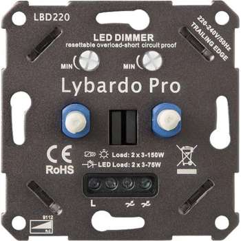 Lybardo ITEC 2 x 3-75W Pro LED Duo Dimmer - Fase Afsnijding - Universeel - Elektronische zekering - Inbouw