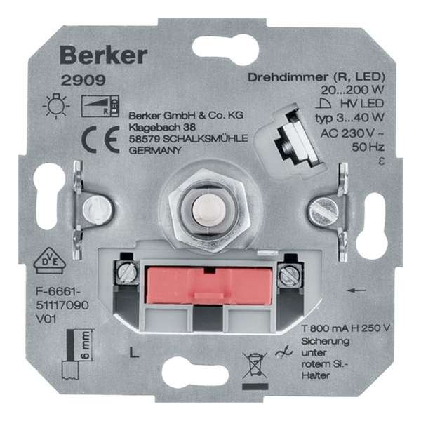 Berker dimmer – inbouw – draai–uit – LED – 3–40W – universeel