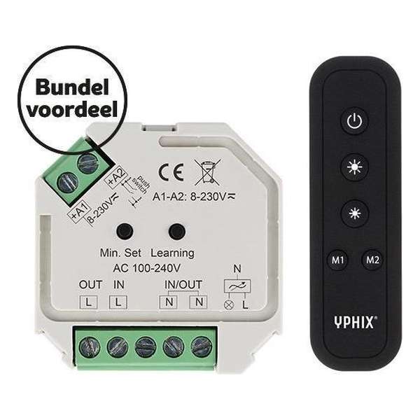 Draadloze LED dimmer 230V complete set incl. 1 zone RF afstandsbediening