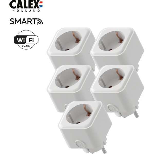 Calex Smart Home - slimme Wifi stekker (smart plug) - set van 5 - bedienen met Amazon Alexa, Google Home, Calex Smart App