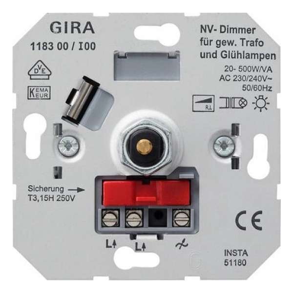 Gira 1183 00 basisunit dimmer | 20-500 W | drukwissel