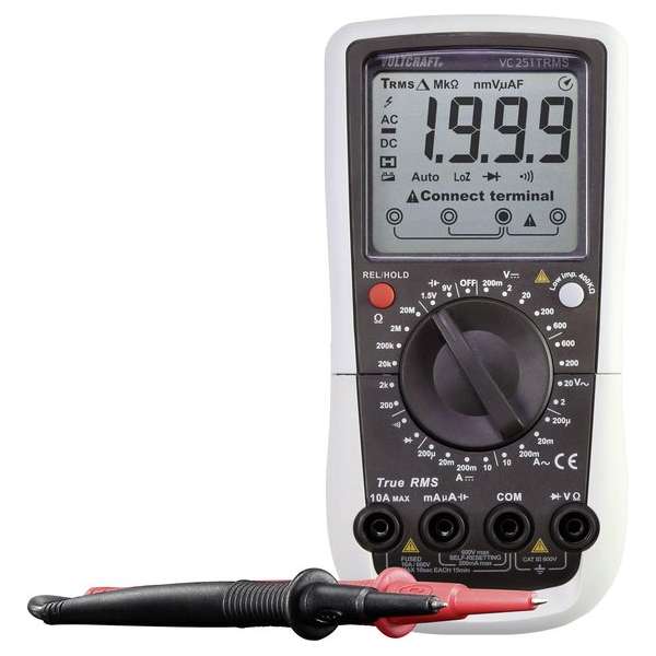 VOLTCRAFT VC251 TRMS Multimeter Digitaal CAT III 600 V Weergave (counts): 2000