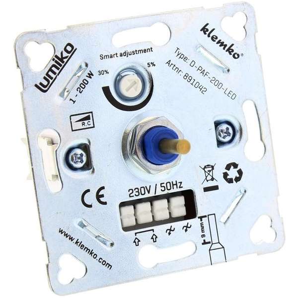 Klemko universele LED dimmer - inbouw - 1-200W - IP20