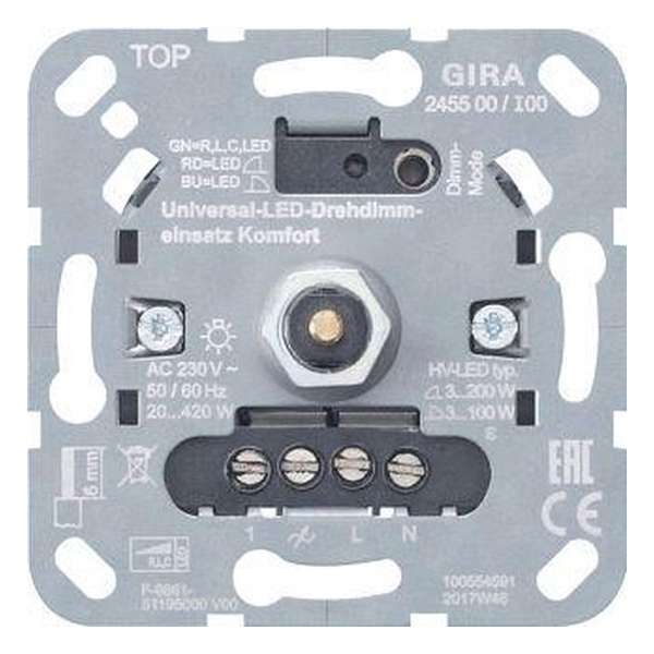 GIRA draaidimmer universeel LED Komfort 3-100 Watt (draai/drukdimmer) 245500