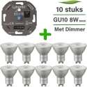 10 Pack Lybardo LED GU10 ITEC Dimbaar 8W 3000K + Lybardo ITEC 3-175W LED Dimmer Fase Afsnijding