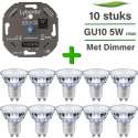 10 Pack Philips CorePro LED GU10 Dimbaar 5W 2700K + Lybardo ITEC 3-175W LED Dimmer Fase Afsnijding