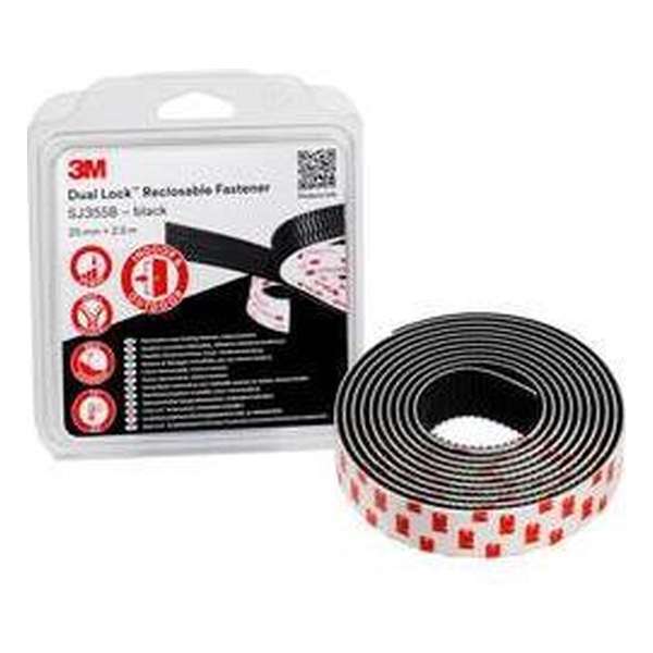 3M Dual Lock Klittenband Om vast te plakken (l x b) 2.5 m x 25 mm Zwart 1 stuk(s)