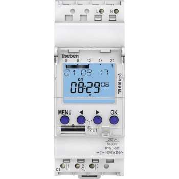 Theben 6100130 TR610 top3 - digitale 1-kanaals timer met app-programmering, perfect voor LED's, timers