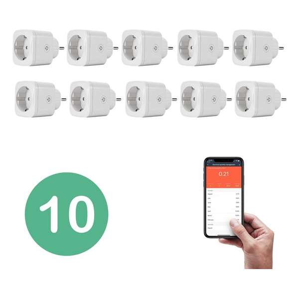 BELIFE® Smart Plug - 10 stuks - Slimme Stekker met ENERGIEMETER - Google Home & Amazon Alexa Compatible - Smart Home