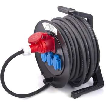 HBM Professionele 25 Meter 230 en 380 Volt Kabelhaspel, Stoomhaspel 3 x 2,5 mm