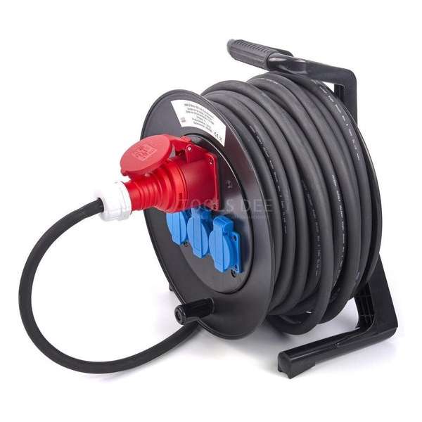 HBM Professionele 25 Meter 230 en 380 Volt Kabelhaspel, Stoomhaspel 3 x 2,5 mm