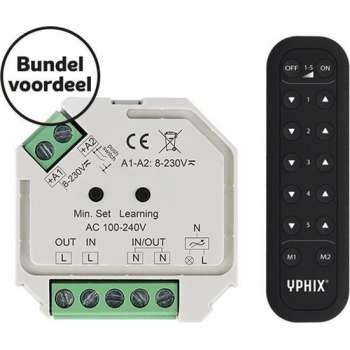 Draadloze LED dimmer 230V complete set incl. 5 zone RF afstandsbediening