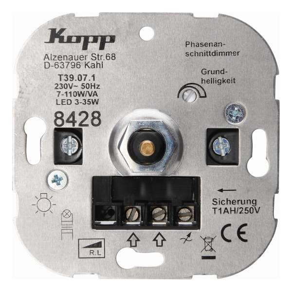 Kopp LED wisseldimmer druk-draai, LED 3 - 35 W (fase aansnijding)