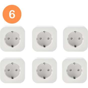 Smart plug - Set van 6 - Slimme stekker 16A - Google Home (Google Assistant) - met stroommeter via mobiele applicatie