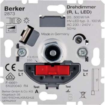 Berker inbouwdimmer LED 3-100 watt / universeel 20-500 watt, alleen inbouwdeel