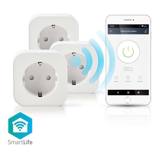 SmartLife Smart Stekker, 3 stuks, 2500 Watt, Schuko / Type-F (CEE 7/7), -10 - 45 °C, Android & iOS, Wi-Fi, Wit