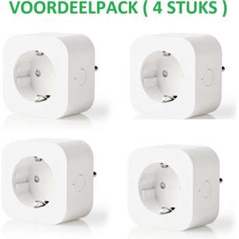 Smart plug - Set van 4 - Slimme stekker - Google Home (Google Assistant) | AMAZON ALEXA - Schakelt tot 2500W