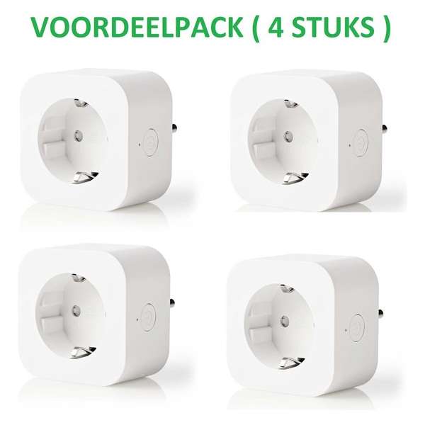 Smart plug - Set van 4 - Slimme stekker - Google Home (Google Assistant) | AMAZON ALEXA - Schakelt tot 2500W