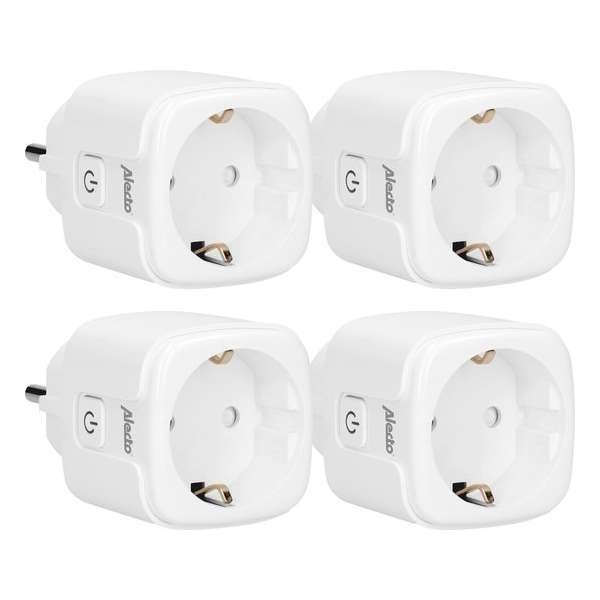 Alecto SMART-PLUG20 4-PACK - Smart wifi tussenstekker met energiemeter, 16A, 3680W, 4 pack, wit