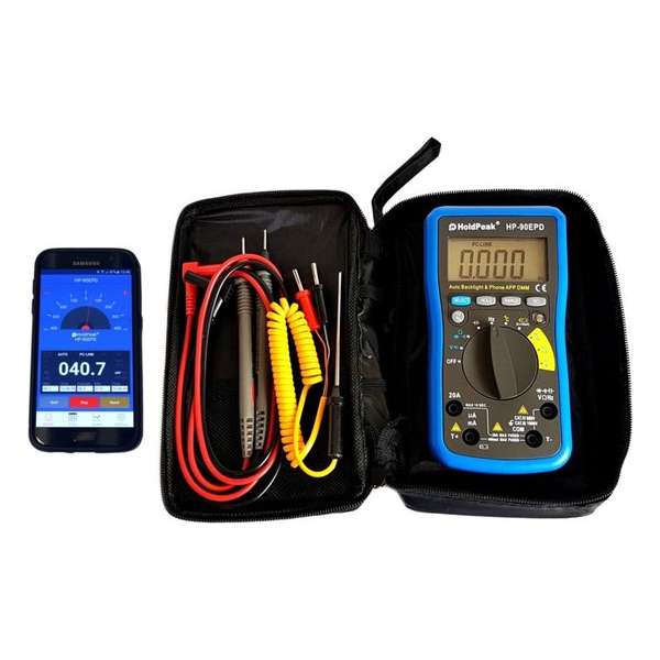 Multimeter met mobiele app-batterijtester