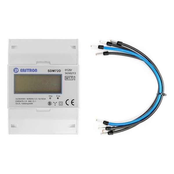 SDM72D MID - 3 Fase kWh meter met puls uitgang (MID gekeurd) met Aansluit Kabelset