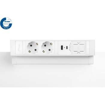 Filex Power Desk Up® 2.0 - 2x 230V, 1x keystone, 1x USB A+C Charge (5.0V - 3.1A - 15.5W) - Wit