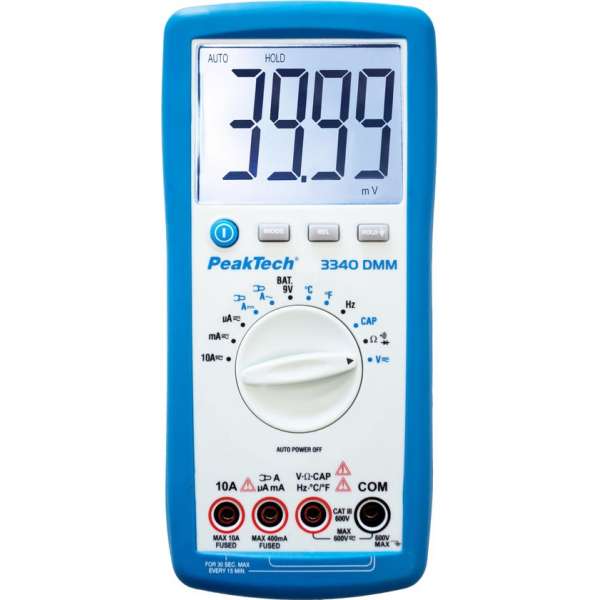 Peaktech 3340: Digitale multimeter ~ 4.000 tellingen ~ 600V AC / DC ~ 10A AC / DC - Auto-bereik