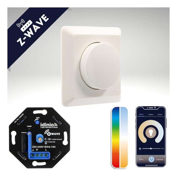 Proventa  Smart Z-Wave Plus WIFI Dimmer incl. afdekraam - 0-300W - Geschikt voor Homey & Fibaro