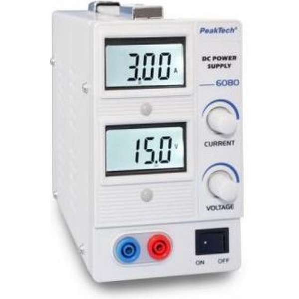 PeakTech® 6080 A: Digitale laboratoriumvoeding met hoge precisie, 0 - 15 V / 0 - 3 A DC