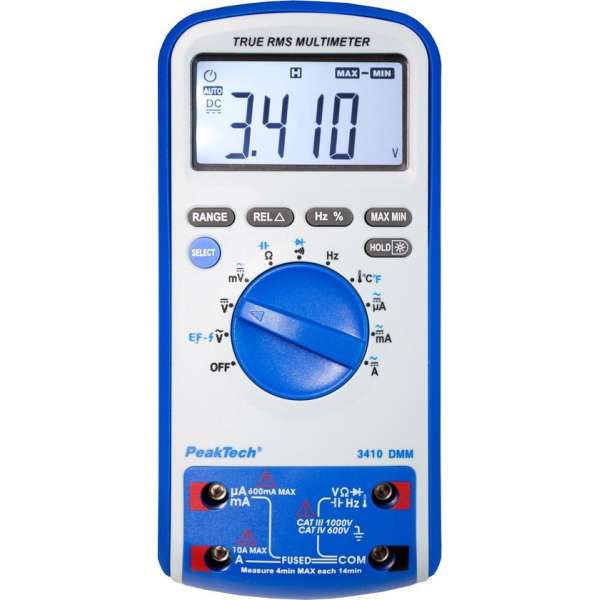 PeakTech 3410 Digitale multimeter ~ 6.000 counts ~ 1000V AC / DC ~ 10A AC / DC met TrueRMS